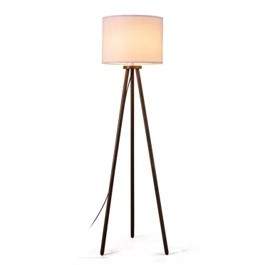 Lxmons 61'' Tripod Floor Lamp, Modern Rubber Wood Standing Lamp with Foot Switch for Living Room, Bedroom, Office, White