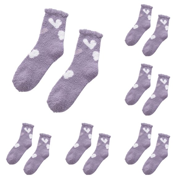 LxrBlank Fluffy Socks Womens 5 Pairs Winter Fuzzy Socks Warm Funny Fluffy Socks Novelty Funky Cute Sock Thermal Socks Fun Thermal Socks for Women Purple One Size