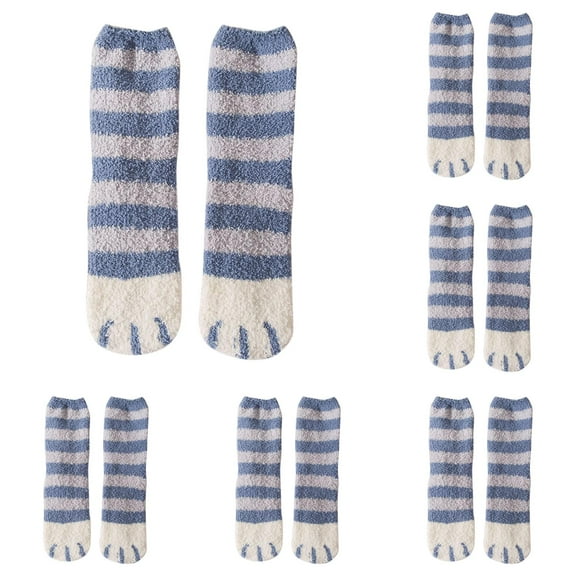 LxrBlank Fuzzy Socks Women 5 Pairs Casual Fuzzy Socks Animal Print Cotton Pattern Lady Socks Tube Comfortable Socks Fun Socks for Women Sky Blue One Size