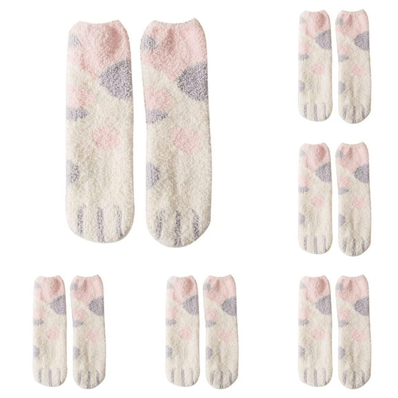 LxrBlank Fuzzy Socks Women 5 Pairs Casual Fuzzy Socks Animal Print Cotton Pattern Lady Socks Tube Comfortable Socks Woman Socks Multicolor One Size