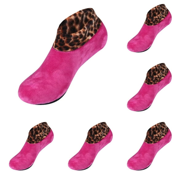 LxrBlank Fuzzy Socks Women 5 Pairs Leopard Bed Non Slip Home Indoor Winter Warm Crew Socks Gift Pack Fuzzy Socks Women'S Socks Hot Pink One Size