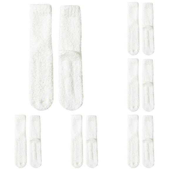 LxrBlank Fuzzy Socks Women 5 Pairs Winter Fuzzy Socks Sleeping Floor Non Silicone Bottom Mid Calf Socks Thickened Warm Coral Velvet Socks Women White One Size