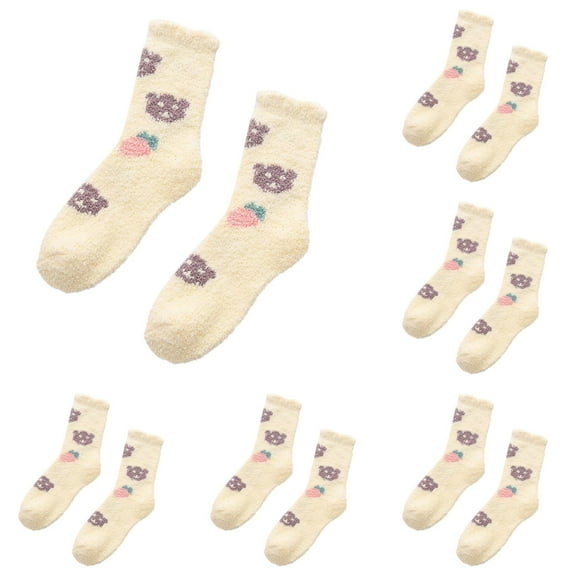 LxrBlank Fuzzy Socks Women 5 Pairs Winter Fuzzy Socks Warm Funny Fluffy Socks Novelty Funky Cute Sock Thermal Socks Fun Thermal Socks for Women Yellow One Size
