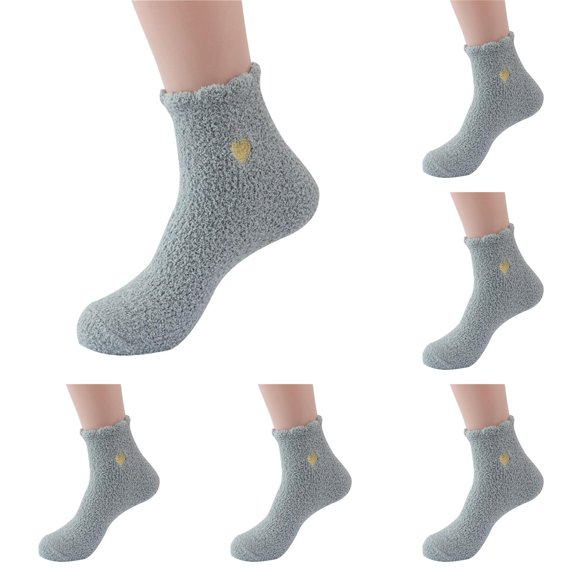 LxrBlank Fuzzy Socks Women 5 Pairs Winter Warm Fuzzy Socks Solid Color Brushed Thick Plush Warm Socks Home Socks Womens Socks Crew H One Size