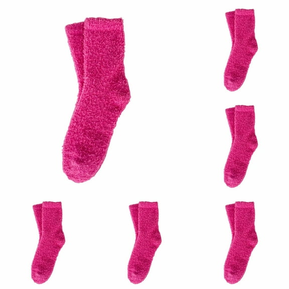 LxrBlank Fuzzy Socks for Women Winter Warm Cozy Coral Velvet Fuzzy Socks Mid Calf Warm Socks Fluffy Crew Socks Fun Fun Socks for Women Hot Pink One Size
