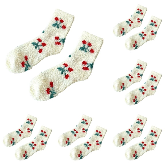 LxrBlank Fuzzy Socks for Women 5 Pairs Winter Warm Fuzzy Socks Coral Fleece Socks Floral Print Socks Soft Warm Comfort Casual Warm Socks A One Size