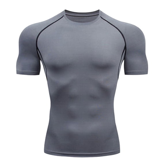 LxrBlank Men Compression Shirt Short Sleeve Quick Dry Athletic Tight Tee Gym Base Layer Workout Training Top XXXL