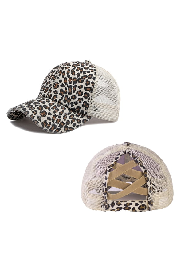 Women Ponytail Mesh Baseball Cap Washed Distressed Trucker Hat Adjustable Strapback Vacation Sun Cap A