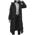 thumbnail image 1 of LxrBlank Women's Down Jackets Parkas Warm Winter Thicken Full Zip Long Sleeve Down Jacket Hooded Long Puffer Jacket Quilted Padded Baggy Down Outerwear Loose Womens Coats And Jackets Black XXXL, 1 of 9