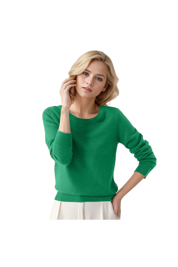 Women's Pullover Sweaters Casual Crewneck Solid Color Sweater Relaxed Fit Long Sleeve Knit Sweater Soft Oversized Sweaters for Women Green XXL