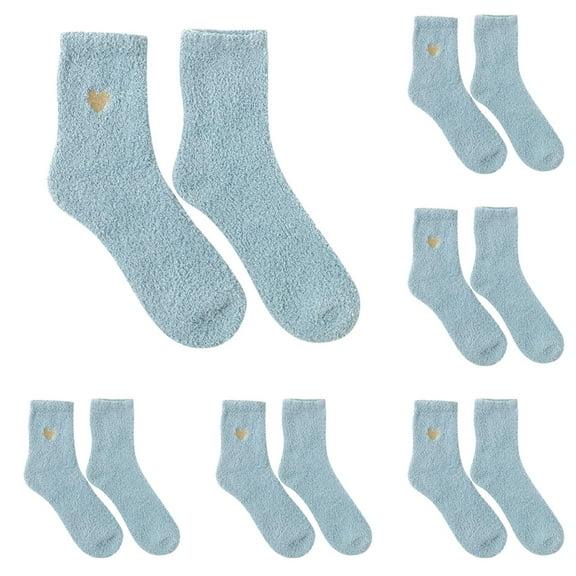 LxrBlank Womens Fuzzy Socks 10 Pairs Casual Slipper Cozy Socks Animal Print Cotton Pattern Lady Socks Tube Fluffy Crew Socks Womens Socks Light blue One Size