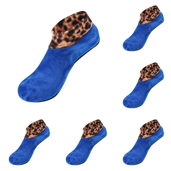 LxrBlank Womens Fuzzy Socks 5 Pairs Leopard Bed Non Slip Home Indoor Winter Warm Crew Socks Gift Pack Fuzzy Socks Socks for Women Blue One Size