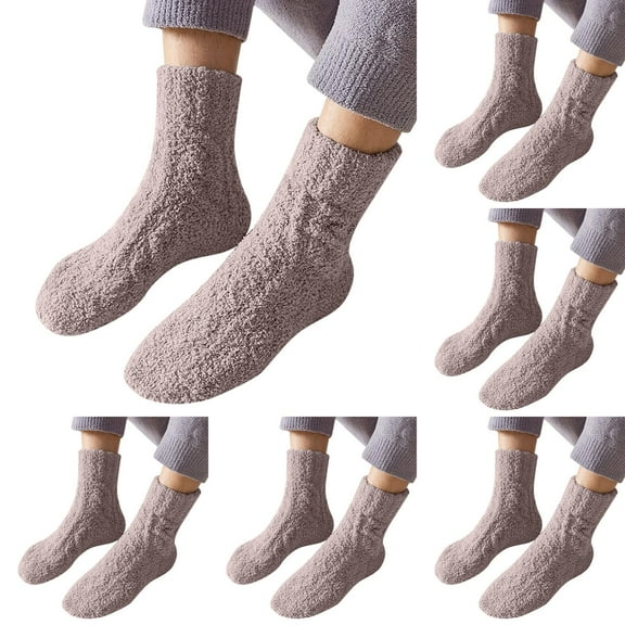 LxrBlank Womens Fuzzy Socks 5 Pairs Winter Warm Fuzzy Socks Lightweight Cotton Socks Fun Crew Socks Ladies Socks D One Size
