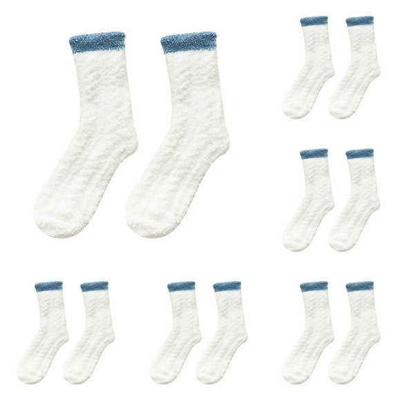 LxrBlank Womens Fuzzy Socks Fun 5 Pairs Fuzzy Socks Ladies Patchwork Thick Winter Warm Socks Gift Pack Fluffy Women'S Socks White One Size
