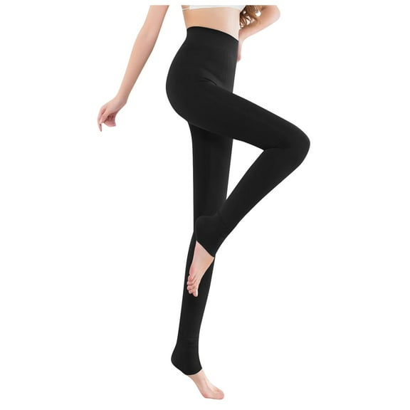 LxrBlank Womens Leggings Thermal Pearl Lined Pants with Foot Strap for Winter Fall Warm High Waisted Tummy Control Base Layer Thick Soft Casual Pants for Women Black One Size