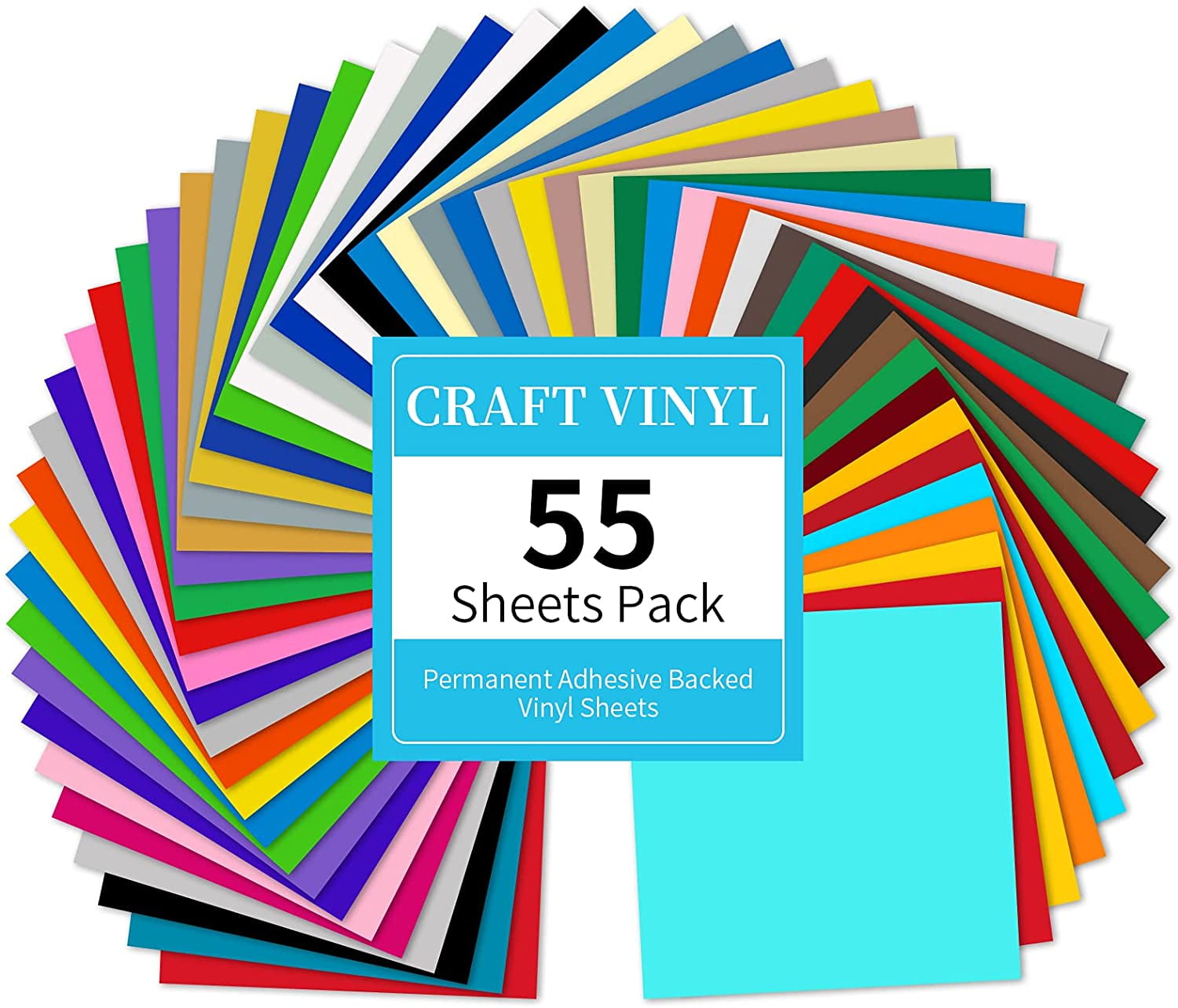 Lya Vinyl 55 Packs Permanent Adhesive Vinyl Sheets for Decor Sticker, Party  Decoration, Car Decal - 43 Color Vinyl for Cutting Machine 