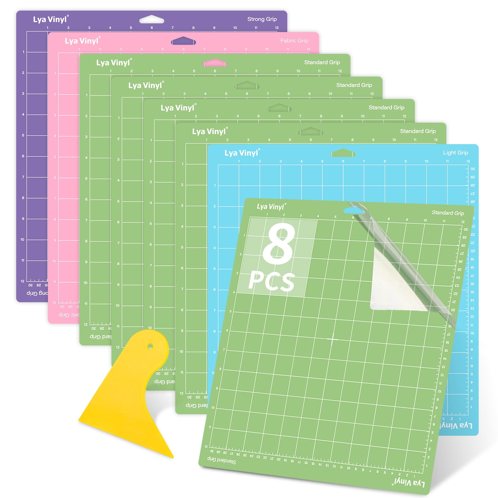 Lya Vinyl 8 Packs Cutting Mats for Permanent Vinyl for Cricut Explore