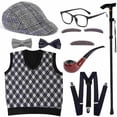 thumbnail image 1 of Lyacmy Old Man Costume for Kids 100 Days of School Costume for Boys, M, 1 of 4