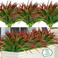 thumbnail image 1 of Lyacmy 12Pcs Artificial Grass Fake Plants 17.3in Outdoor Plastic Plants UV Resistant Greenery Fake Grass for Home Window Garden Office Patio Hanging Planter Pathway Front Porch Decor Red, 1 of 8