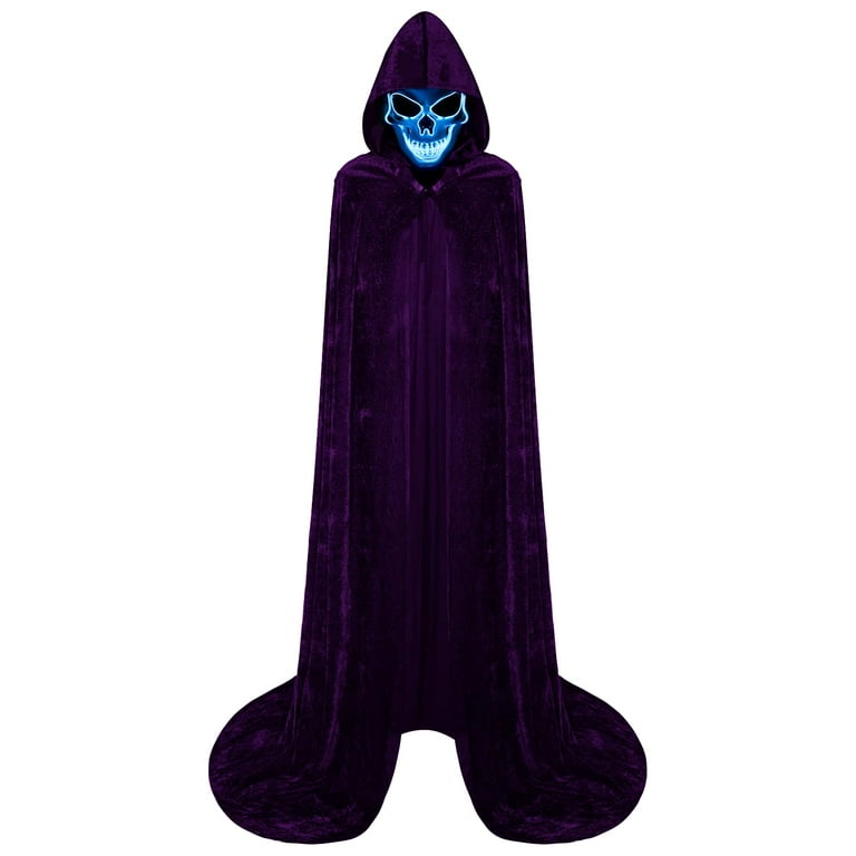 Lyacmy 150cm Halloween Costumes Adult Purple Cloak with Hood for 