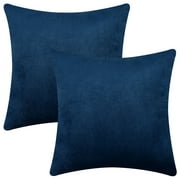 Lyacmy 18" x 18" Blue Solid Velvet Decorative Pillow Cover 2 Count (Cushion Not Included)