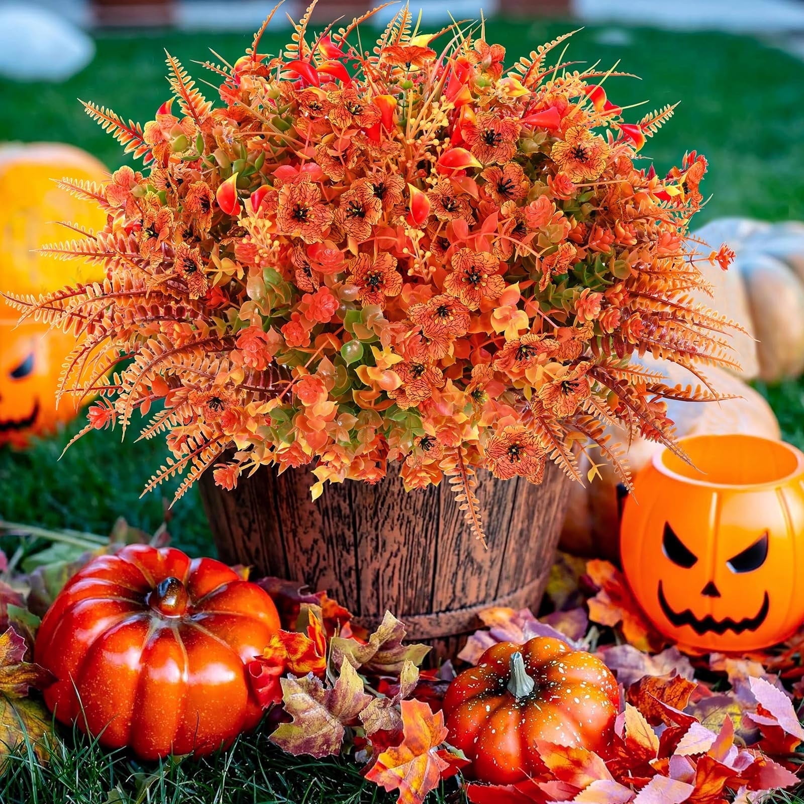 Lyacmy 24 Bundles Artificial Mums for Outdoors UV Resistant Artificial Lyacmy 24 Bundles Artificial Mums for Outdoors UV Resistant Artificial