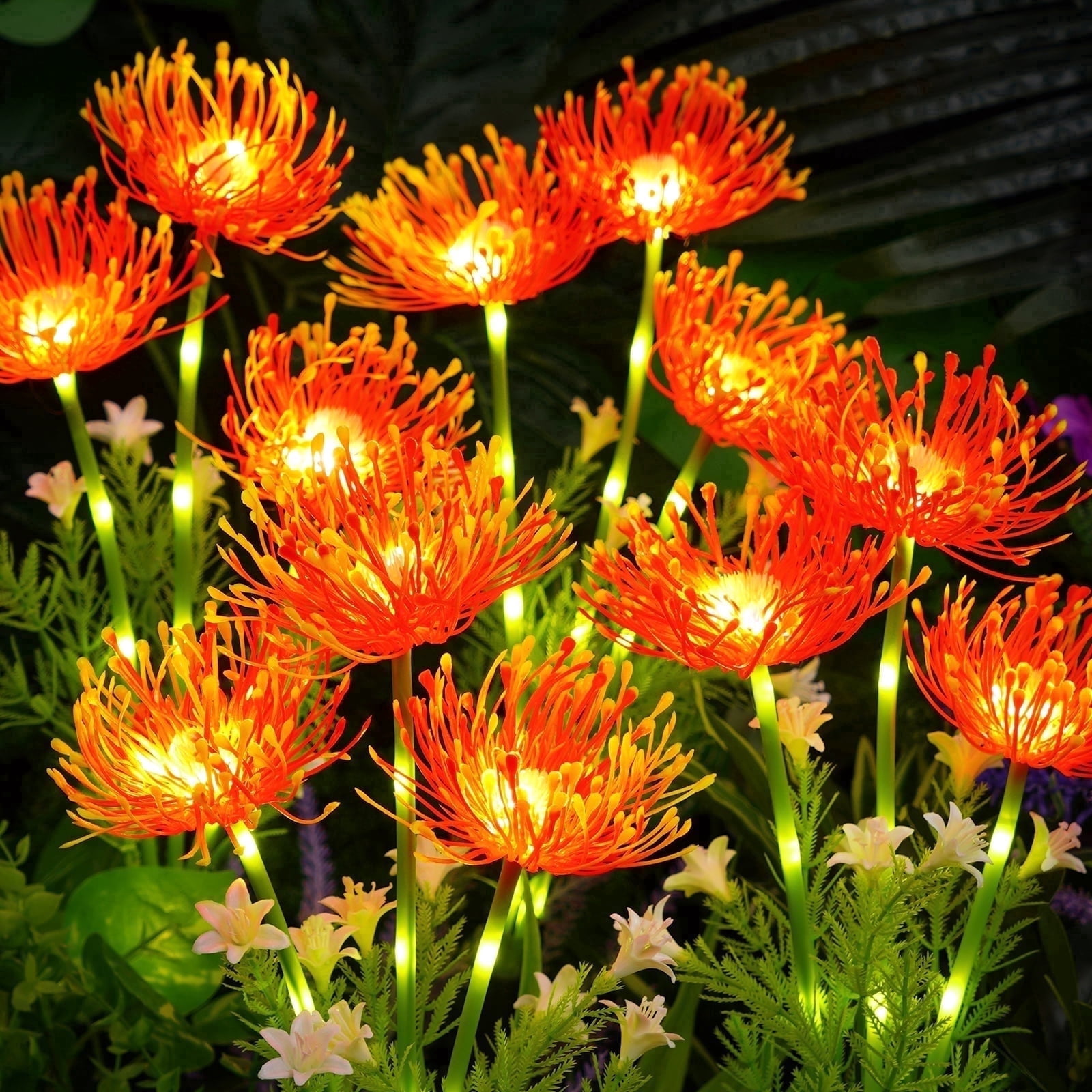 Lyacmy 4 Pack Red Flower Solar Garden Lights Outdoor, Waterproof Solar Lights for Yard Pathway Patio Outdoor Decor