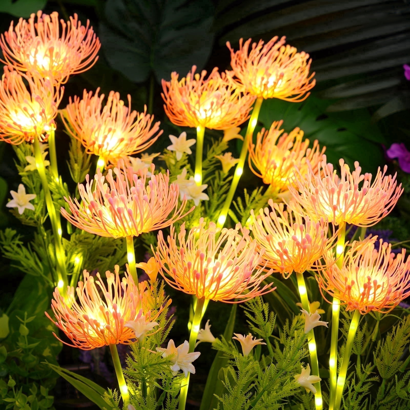 Lyacmy 4 Pack Pink Flower Solar Garden Lights Outdoor, Waterproof Solar Lights for Yard Pathway Patio Outdoor Decor