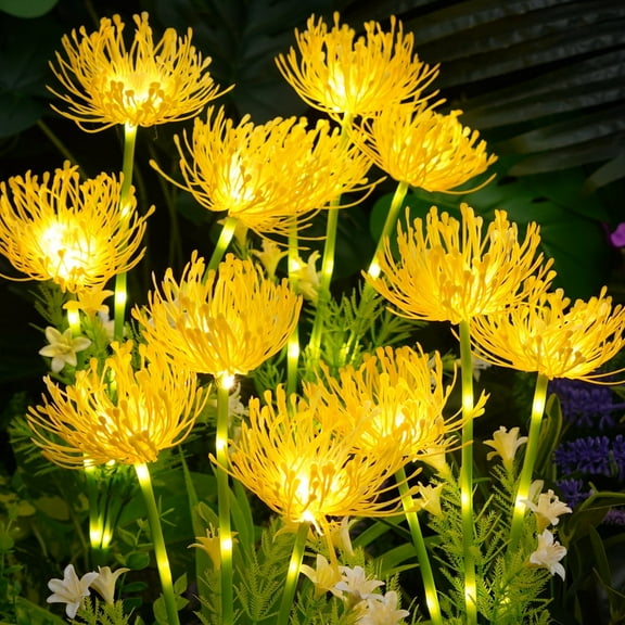 Lyacmy 4 Pack Yellow Flower Solar Garden Lights Outdoor, Waterproof Solar Lights for Yard Pathway Patio Outdoor Decor