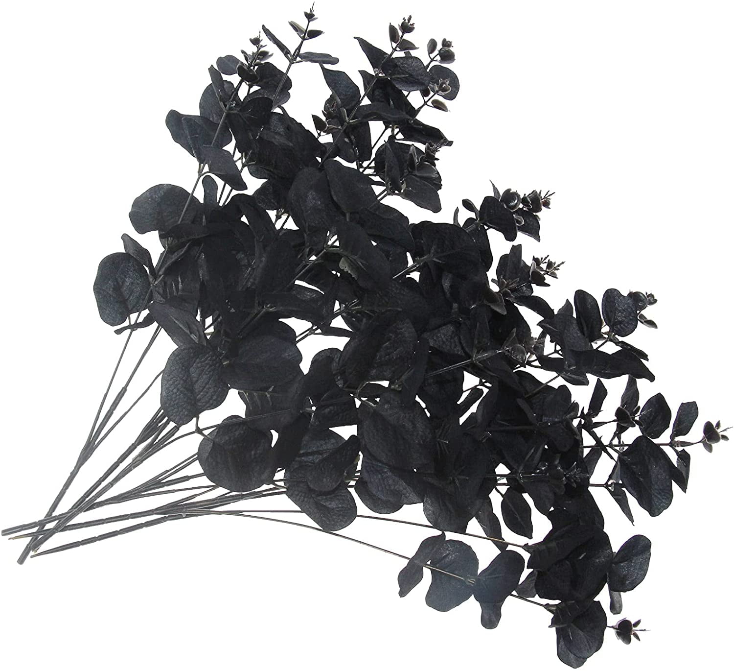 Lyacmy 6 Pcs 14'' Black Eucalyptus Stems Artificial Flowers, Eucalyptus