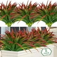 thumbnail image 1 of Lyacmy 6Pcs Artificial Grass Fake Plants 17.3in Outdoor Plastic Plants UV Resistant Greenery Fake Grass for Home Window Garden Office Patio Hanging Planter Pathway Front Porch Decor Red, 1 of 8