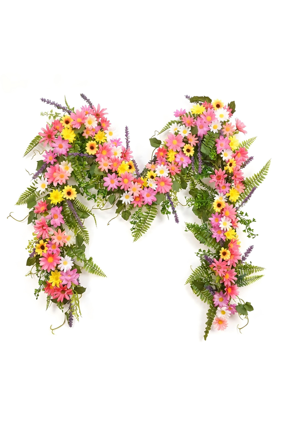 6ft Flower Garland Valentines Day Decorations, Pink Artificial Roses Garland Flower Wall Backdrop