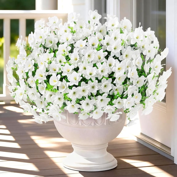 Lyacmy 12 Bundles Artificial Flowers for Outdoors, Realistic UV Resistant Silk Flower Faux Flower Plants for Outside Porch Patio Garden Decor
