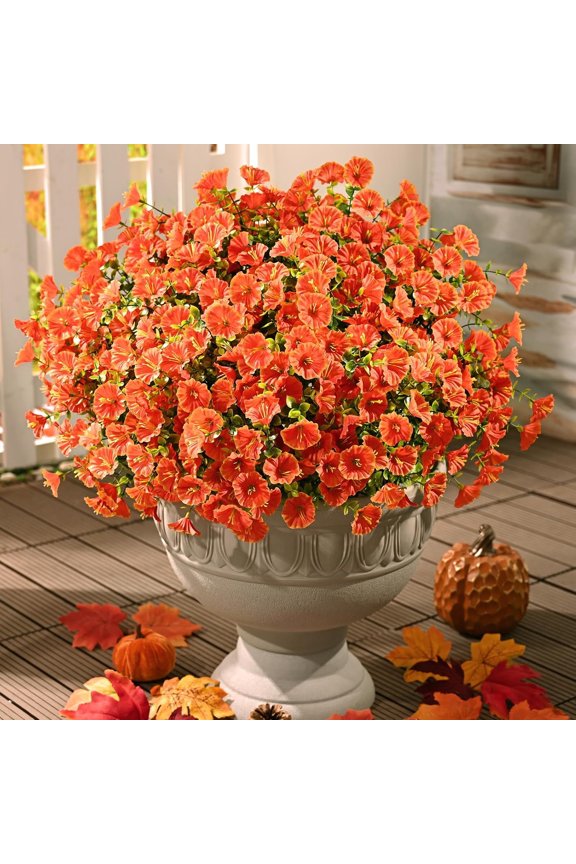 36 Bundles Artificial Fall Flowers for Outdoor, Fake Mums UV Resistant Fake Flowers Fall Decorations for Home Garden,Orange