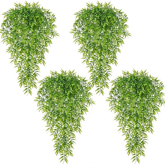 Lyacmy 4 Packs Artificial Hanging Plants, Evergreen Faux Willow Leaves Vines Greenery Fake Plants for Indoor Outdoor Home Decor