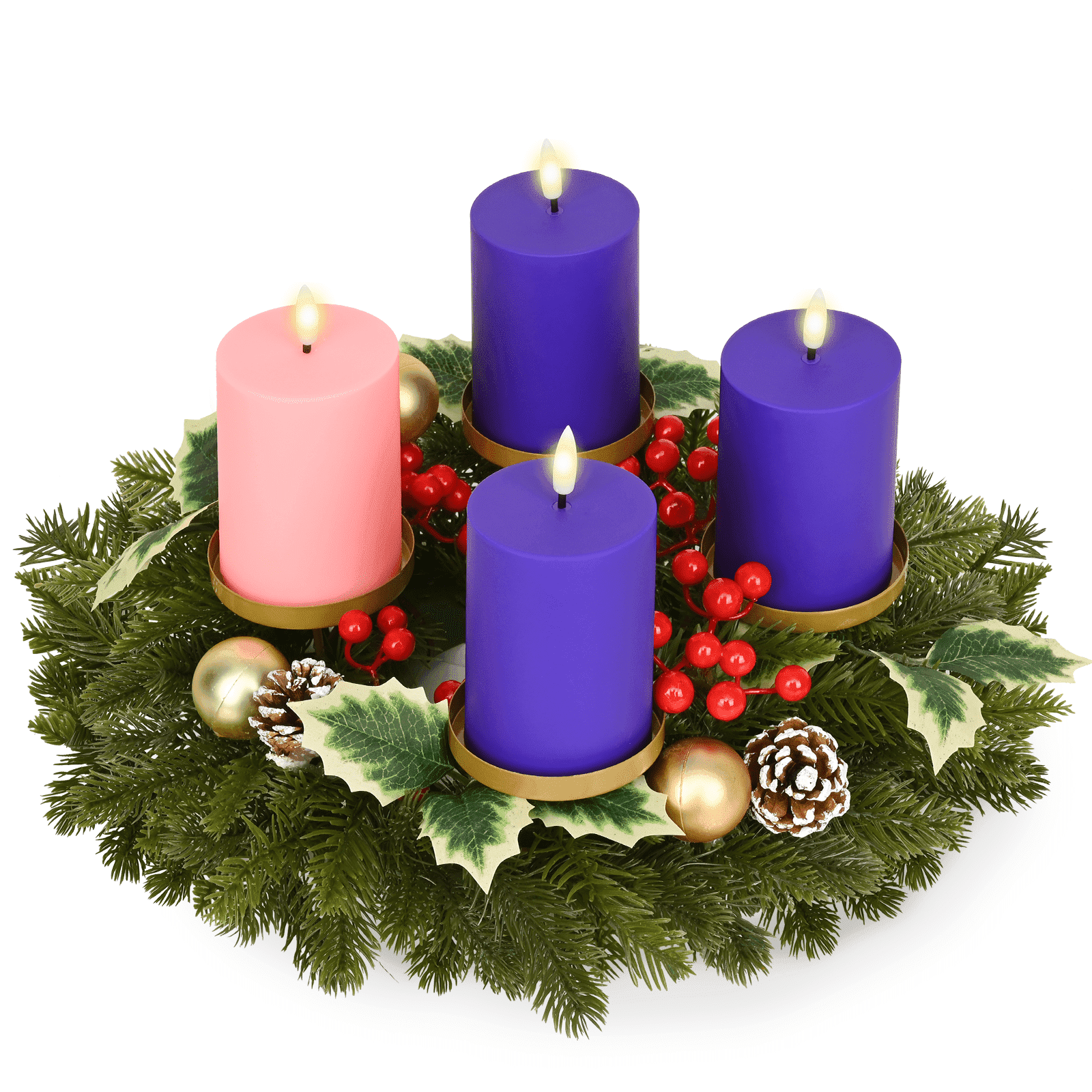 Fresh Advent Rings Lyacmy Christmas Advent Wreath Candle Holder with 4 Flameless Pillar ...