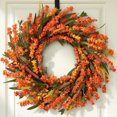thumbnail image 1 of Lyacmy 20 Inch Fall Wreaths for Front Door, Autumn Wreath Orange Yellow Fall Leaves Grain Door Wreath Outdoor Indoor Thanksgiving Harvest Fall Decor, 1 of 9