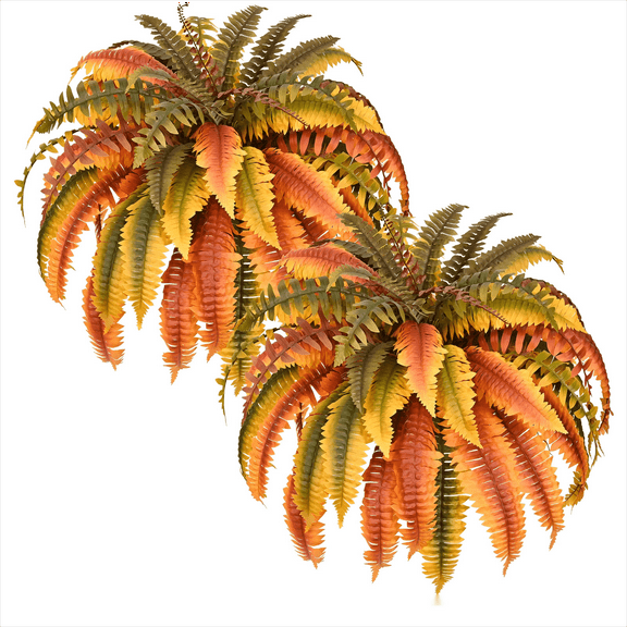 Lyacmy 42" 2Pcs Large Fall Artificial Ferns with 39 Leaves, Fake Plants Bush for Outdoors Home Patio Porch Decor