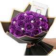 thumbnail image 1 of Lyacmy Purple Glitter Roses Bouquet, DIY Fake Graduation Flowers Bouquet, Everlasting Shiny Artificial Graduation Bouquet for Gifts Anniversary Engagement Wedding, 24 Roses, 1 of 7