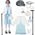thumbnail image 1 of Lyacmy 100 Days Blue Old Lady Costume, 100th Grandma Granny Dress up, 1 of 6