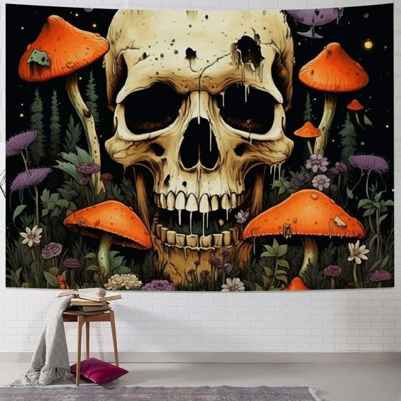 Lyacmy Skull Tapestry Mushroom Tapestries Moon Phase Tapestry Skeleton Hand Tapestry Plants Butterfly Tapestry Wall Hanging for Room 40x30inch