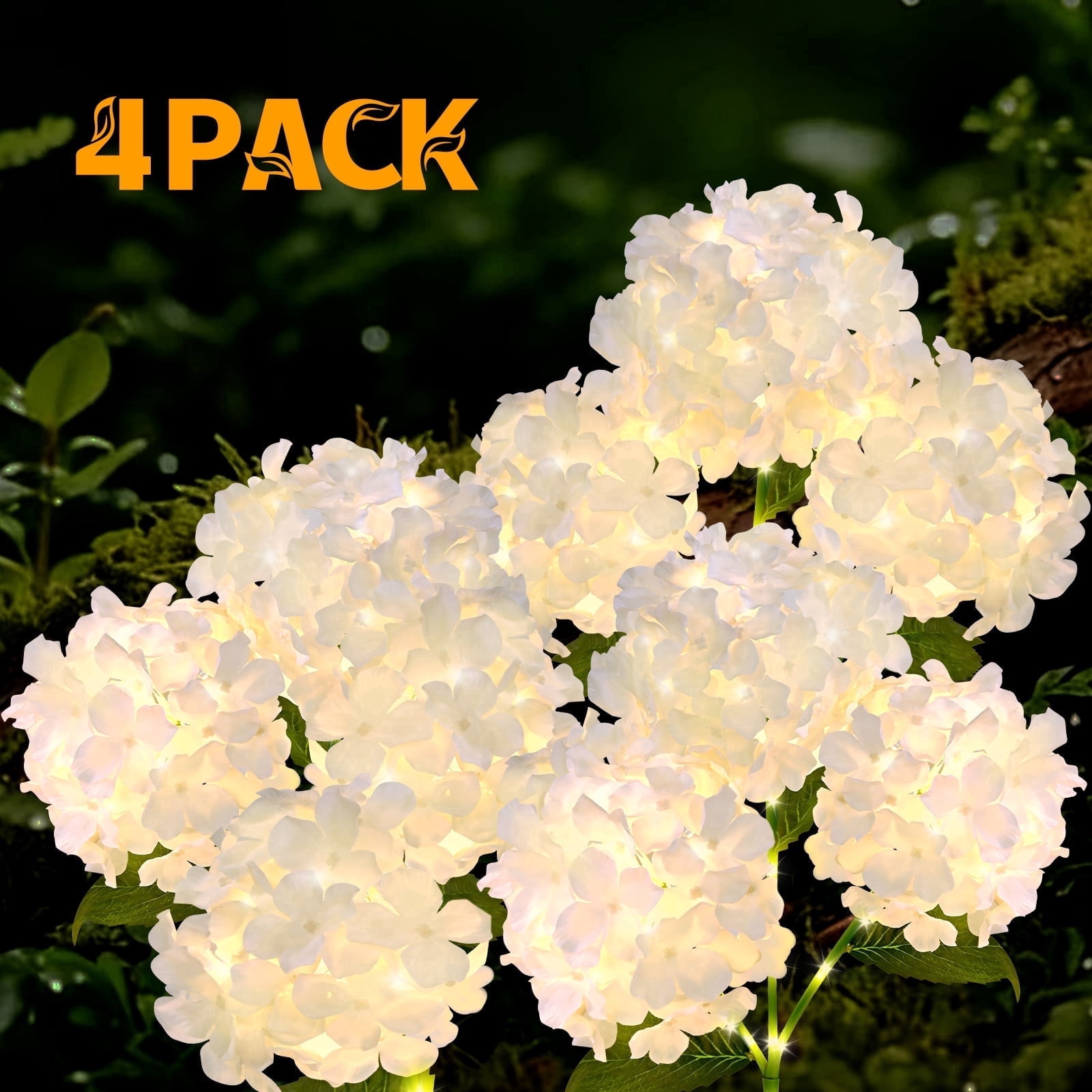 Lyacmy 4 Pack White Hydrangea Solar Garden Lights Outdoor, Waterproof ...