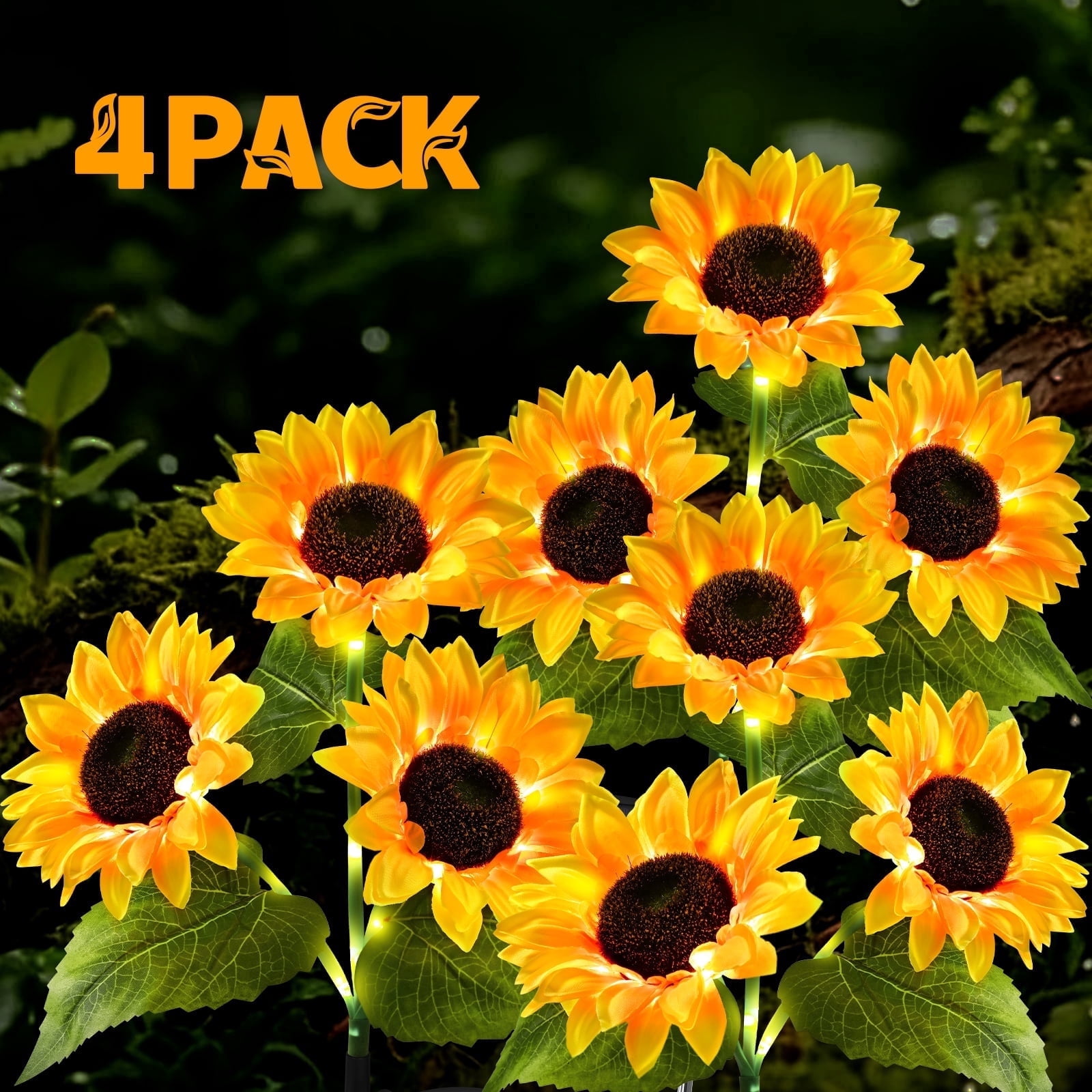 Lyacmy 4 Pack Yellow Sunflower Solar Garden Lights Outdoor, Waterproof Solar Lights for Yard Pathway Patio Outdoor Decor