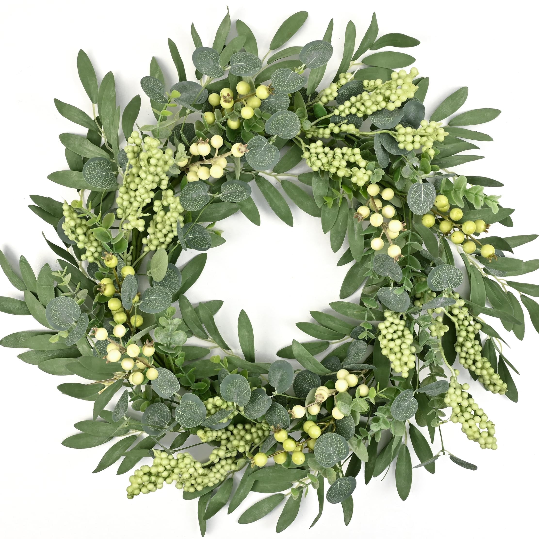 Lyacmy Spring Wreaths for Front Door, 20Inch Artificial Eucalyptus ...