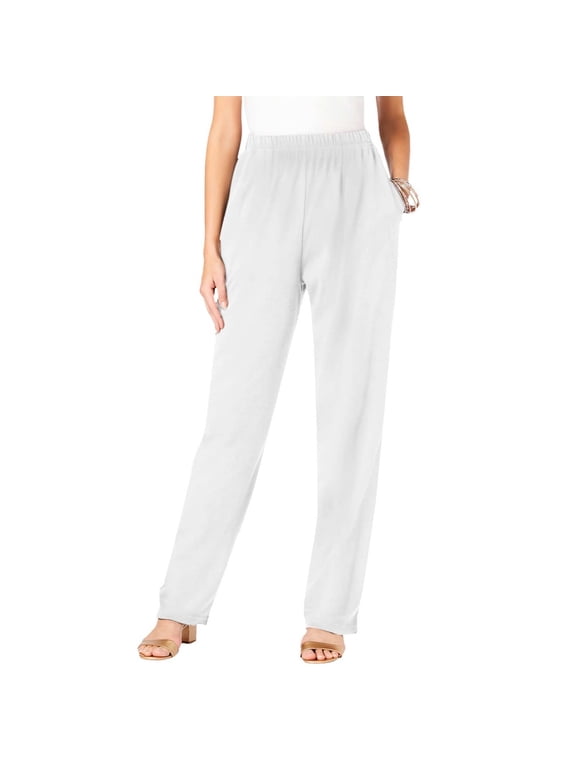 Women's Pants Fall Loose Straight Leg Work Pants Comfy Tapered Long Trousers Lightweight Elastic Waist Pants with Pockets