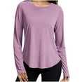 thumbnail image 1 of Lyanj Workout Tops for Women UPF 50+ Long Sleeve Shirts Quick Dry Sun Protection Shirts for Hiking Fishing Athletic Rash Guard(Purple,XX-Large), 1 of 7