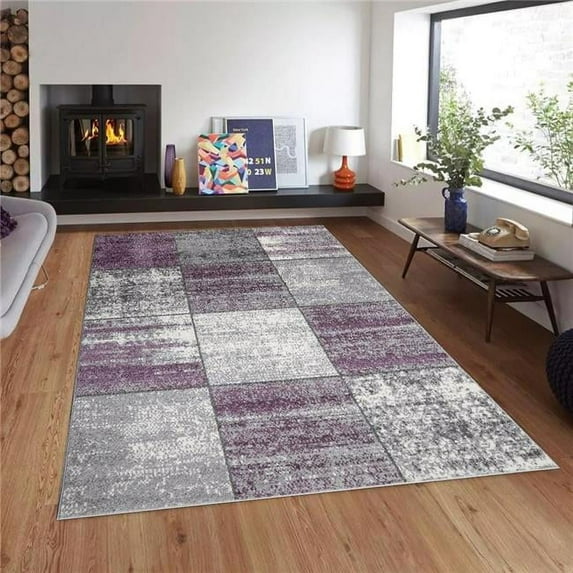 Lyanna 5 x 7 ft. Rectangle Area Rug, Purple, White & Gray