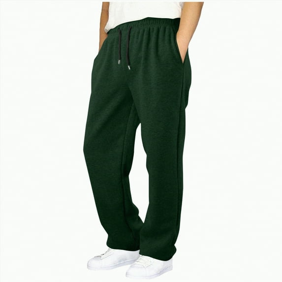 Lycaql Baggy Sweatpants Boys Girls Straight Leg Open Bottom Casual Pants Elastic Waist Sweat Pants with Pockets Athletic Boys Girls Joggers (Dark Green,7-8 Years)