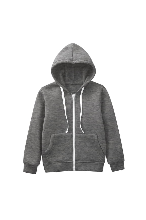 Boys Girls Zip Up Hoodies Long Sleeve Casual Jackets with Pocket Loose Cute Tops Big Kids Zip Hoodie Sweatshirt (Grey,5-6 Years)