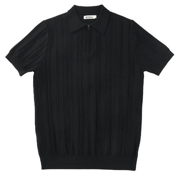 Lycaql Button Down Shirt Men Knit Shirts Short Sleeve Quarter Zip Casual T Shirts Retro Shirt Classic Shirt(Black,XXL)
